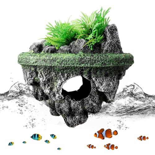 Qpets Betta Fish Tank Decor Folating Miniature Rocky Island Decoration Fish Tank Ornament Betta Fish Tank Hiding Cave Aquarium Tank Decor - 13x9x13CM Qpets Betta Fish Tank Decor Folating Miniature Rocky Island Decoration Fish Tank Ornament Betta Fish Tank Hiding Cave Aquarium Tank Decor - 13x9x13CM